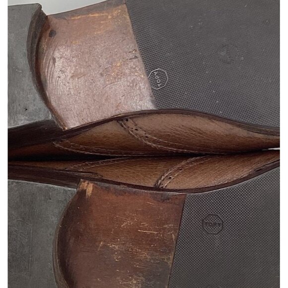 Vtg Mario Bruni Men\'s Jets Brown Leather Oxfords Dress Shoes Made in Italy Sz 11 main image 4